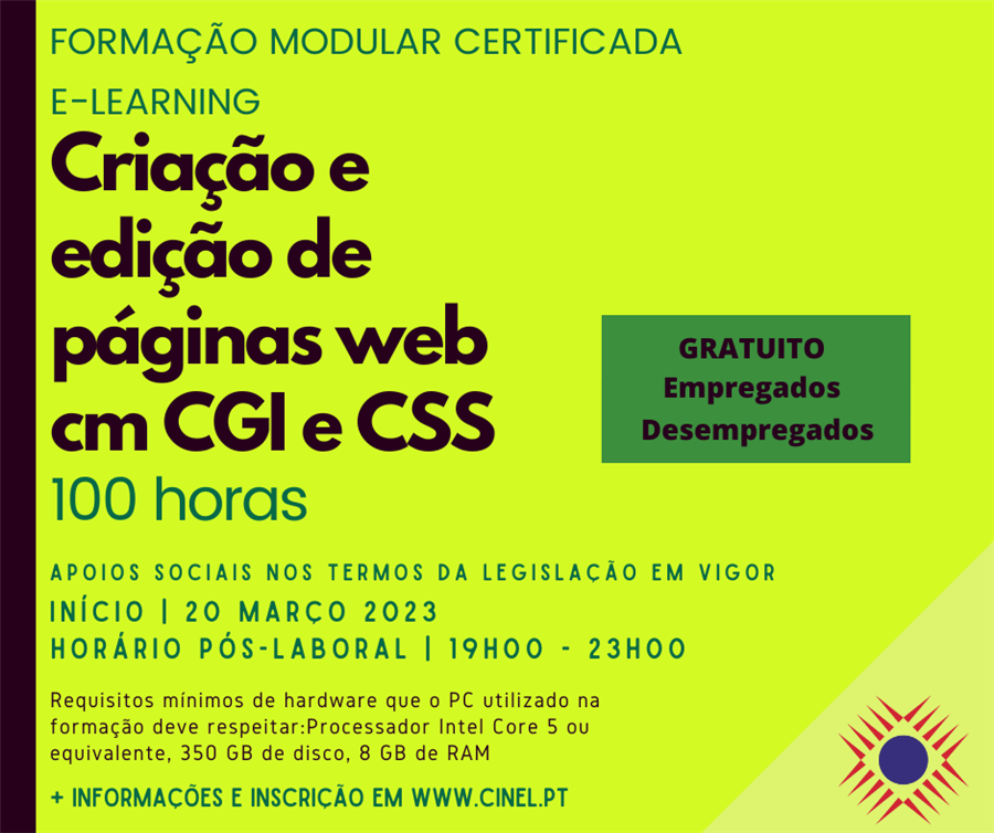 Criação e edição de páginas web cm CGI e CSS