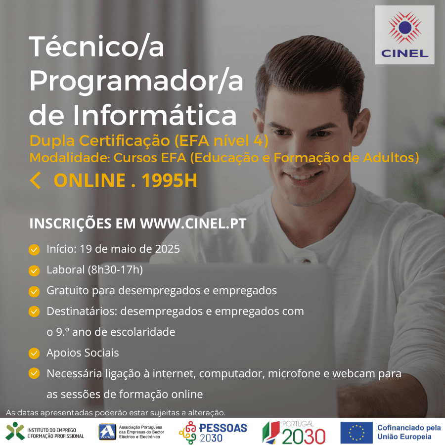 Técnico/a Programador/a de Informática - Dupla Certificação (EFA N4)